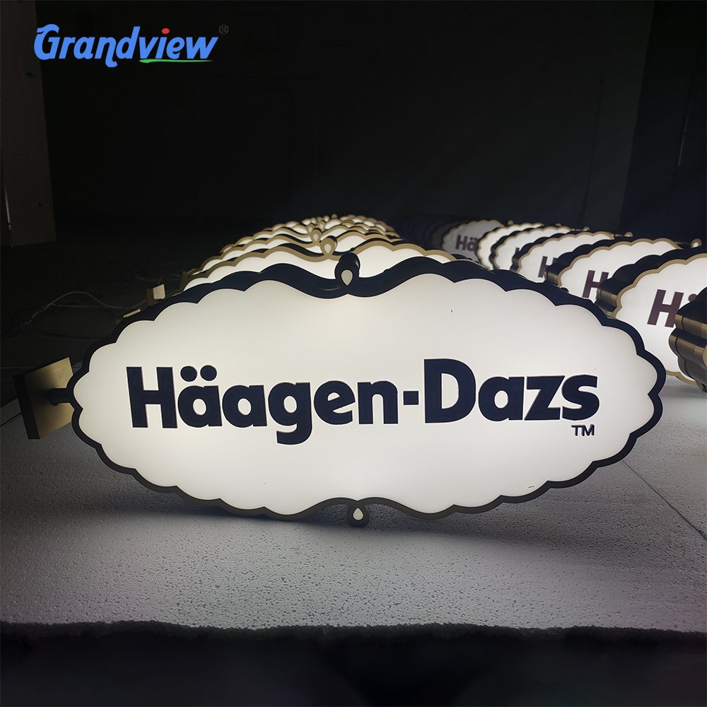 Grandview Manufacturer Custom Advertising Round Led Light Box Logo name boards for shop light box Signs