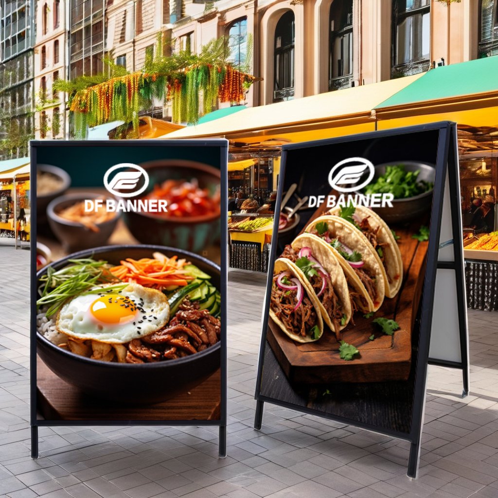 High Quality Portable A-Frame Metal Poster Stand Waterproof Indoor/Outdoor Advertising Sign for Sidewalk Exhibition Use