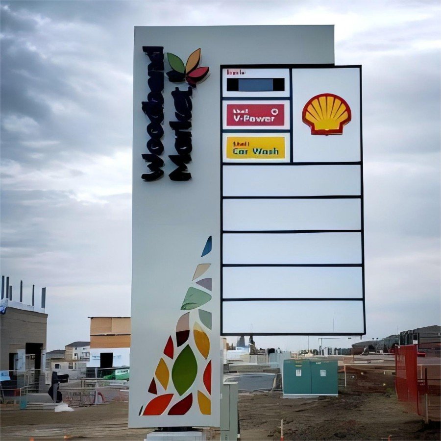 Custom pylon sign free standing pylon signage pylon signs outdoor metal backlit letter sign board for car parking & mall hall
