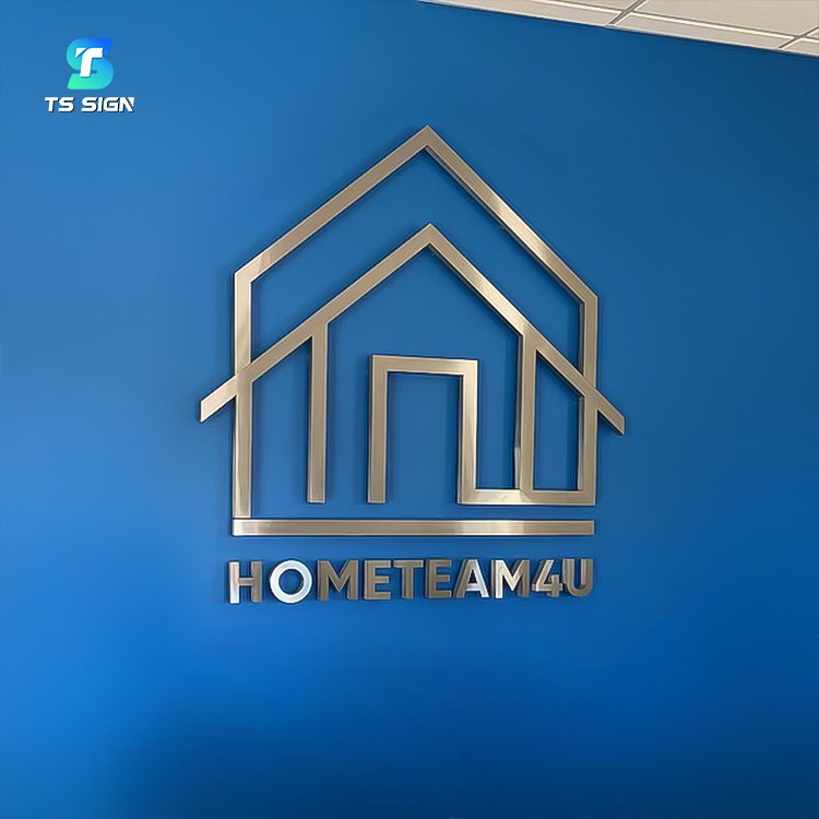 Customized Laser Cut Wall Logo Business Sign With Raised Design 3D Letter Shiny Sign