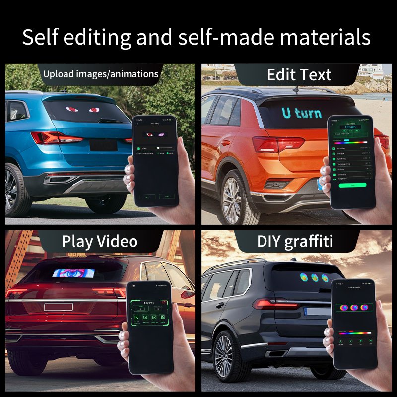 2024 Custom Full Color Rgb Smart Digital Light Emotion Screen Led Interactive Car Display Car Advertising Screen Led Car Display