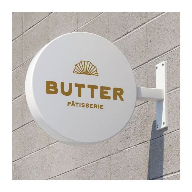 Custom Pattern Powder Business Wall Mount Storefront sign Coating Store entrance Metal Sign Board Advertising blade sign