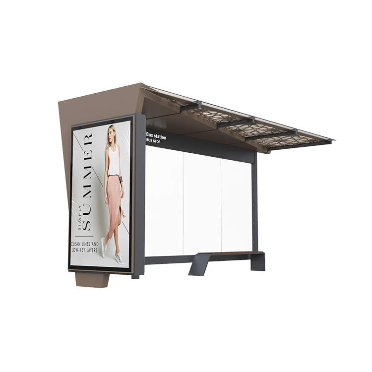 Modern Advertising Bus Shelter Metal Bus Stop Station Design