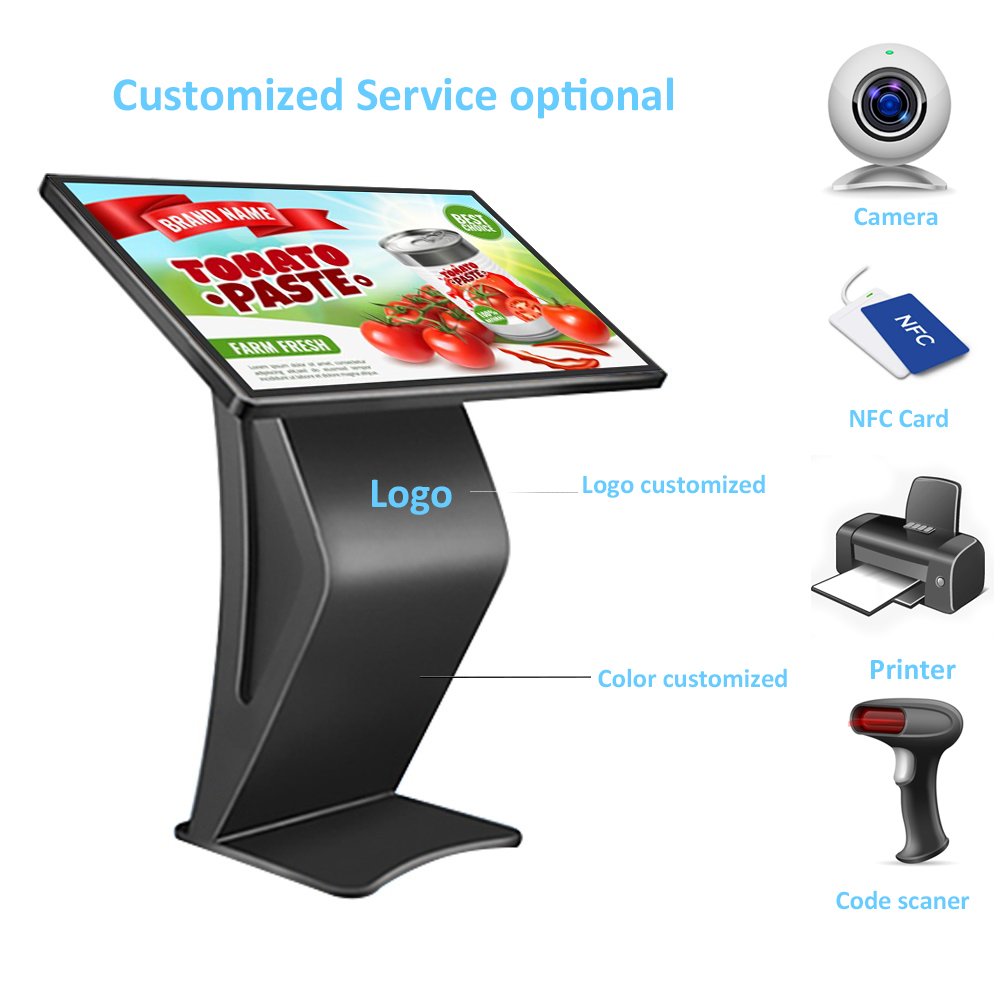Horizontal 32 inch Indoor Self Services Smart touch board screen signage kiosk all in one lcd digital display advertising