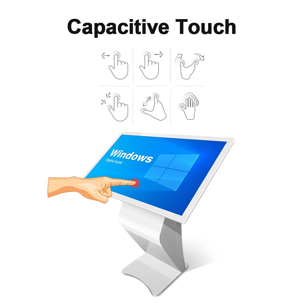 Horizontal 32 inch Indoor Self Services Smart touch board screen signage kiosk all in one lcd digital display advertising