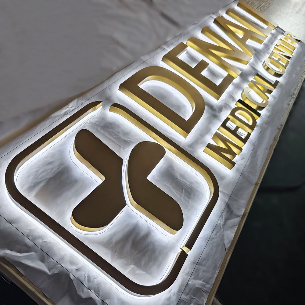 Channel Letter Signs Stainless Steel 3d Led Letter Sign 3d Logo Letters Board Metal Backlit Sign Led With Gold Color