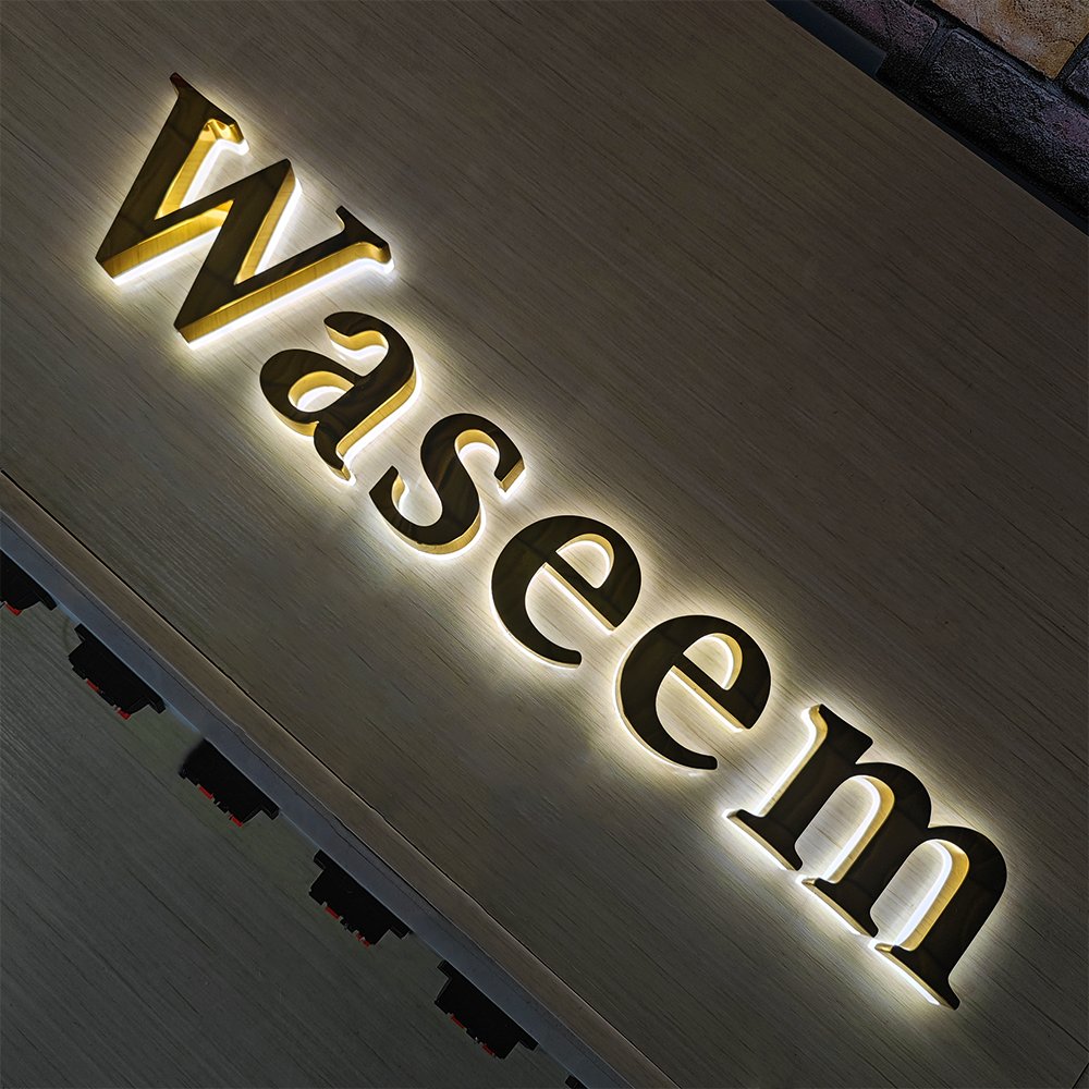 Channel Letter Signs Stainless Steel 3d Led Letter Sign 3d Logo Letters Board Metal Backlit Sign Led With Gold Color