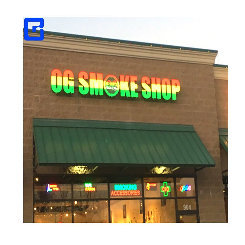 Manufacturers custom business illuminated outdoor 3D channel letters waterproof smoke shop led store sign