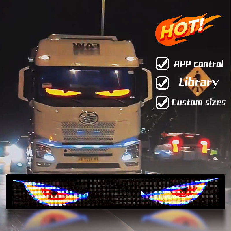 Programmable LED Panel for Truck Windshield Message Board Glow Scrolling Devil's Eye LED Panel Flexible Advertising Screen 24V