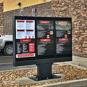 55" LCD High Brightness Advertising Machine Outdoor KIOSK Triple Display Drive Thru Order Menu Outdoor Digital Info Screen