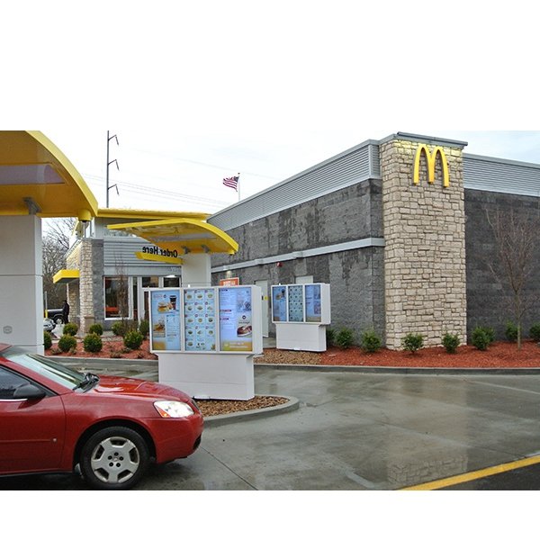 55" LCD High Brightness Advertising Machine Outdoor KIOSK Triple Display Drive Thru Order Menu Outdoor Digital Info Screen