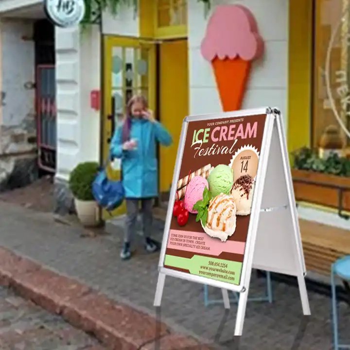 wholesale Outdoor Aluminum Double Side a frame sign board Pavement Sidewalk Stand up Advertising Board