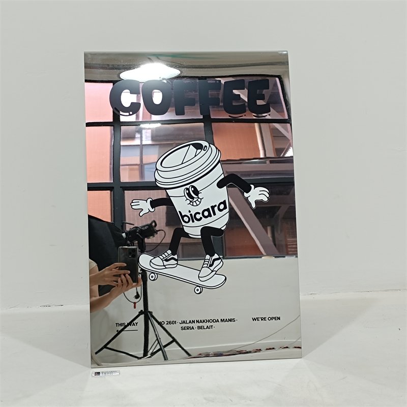 Custom Double-Sided Folding Board Slide-in Mirror gold Sidewalk Signboard for Outdoor Street Advertising Poster A Frame Sign