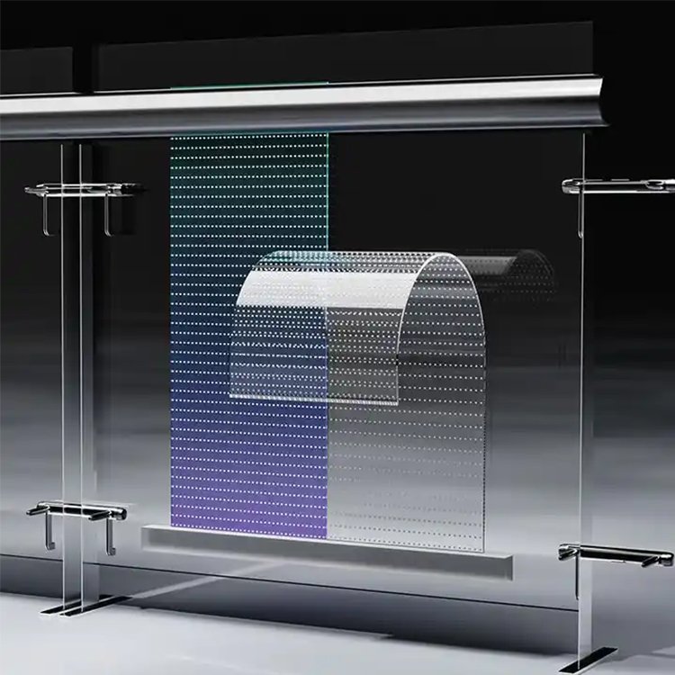 Hongwei P2 P3 P6.67 P7 Adhesive Super Slim Led Screen PCB Board Flexible Transparent Film Advertising LED Display