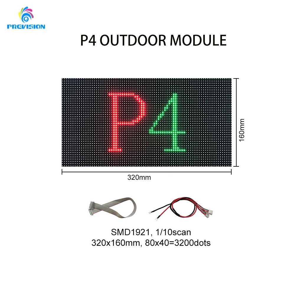 Waterproof P4 80x40 RGB Led Matrix 4mm Pitch 1/10 Scan Waterproof P4mm SMD1921 Outdoor IP65 Led Module Panel