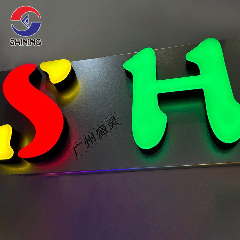 Shining Sign Led Custom Logo Acrylic Resin Letters Frontlit Colourful Luminous Advertising Signs Customization