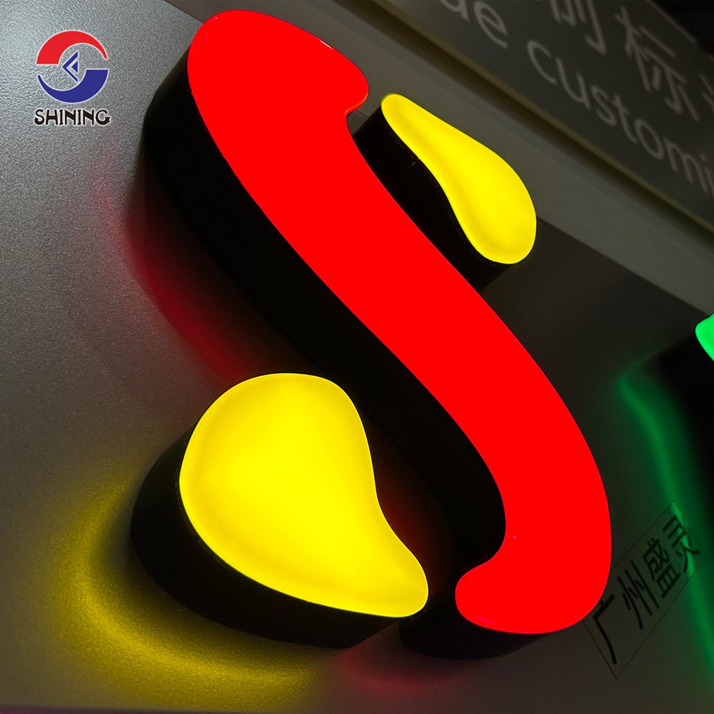 Shining Sign Led Custom Logo Acrylic Resin Letters Frontlit Colourful Luminous Advertising Signs Customization
