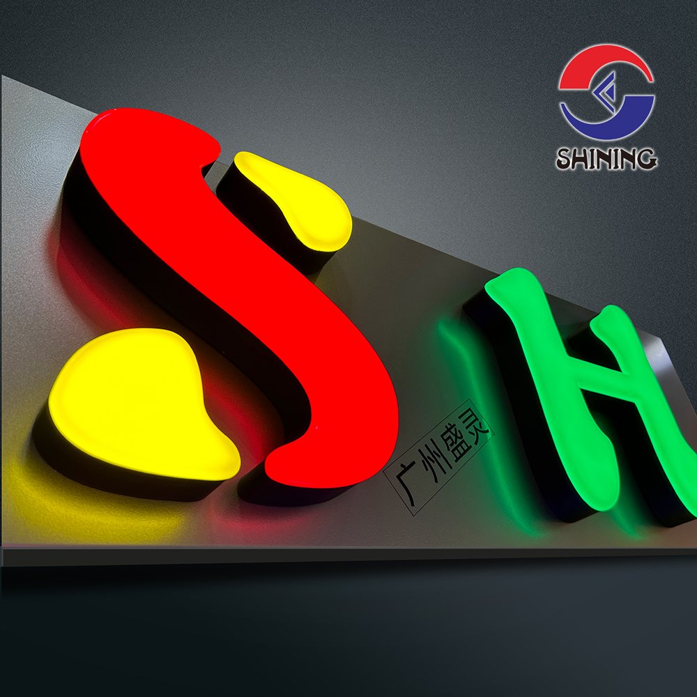 Shining Sign Led Custom Logo Acrylic Resin Letters Frontlit Colourful Luminous Advertising Signs Customization