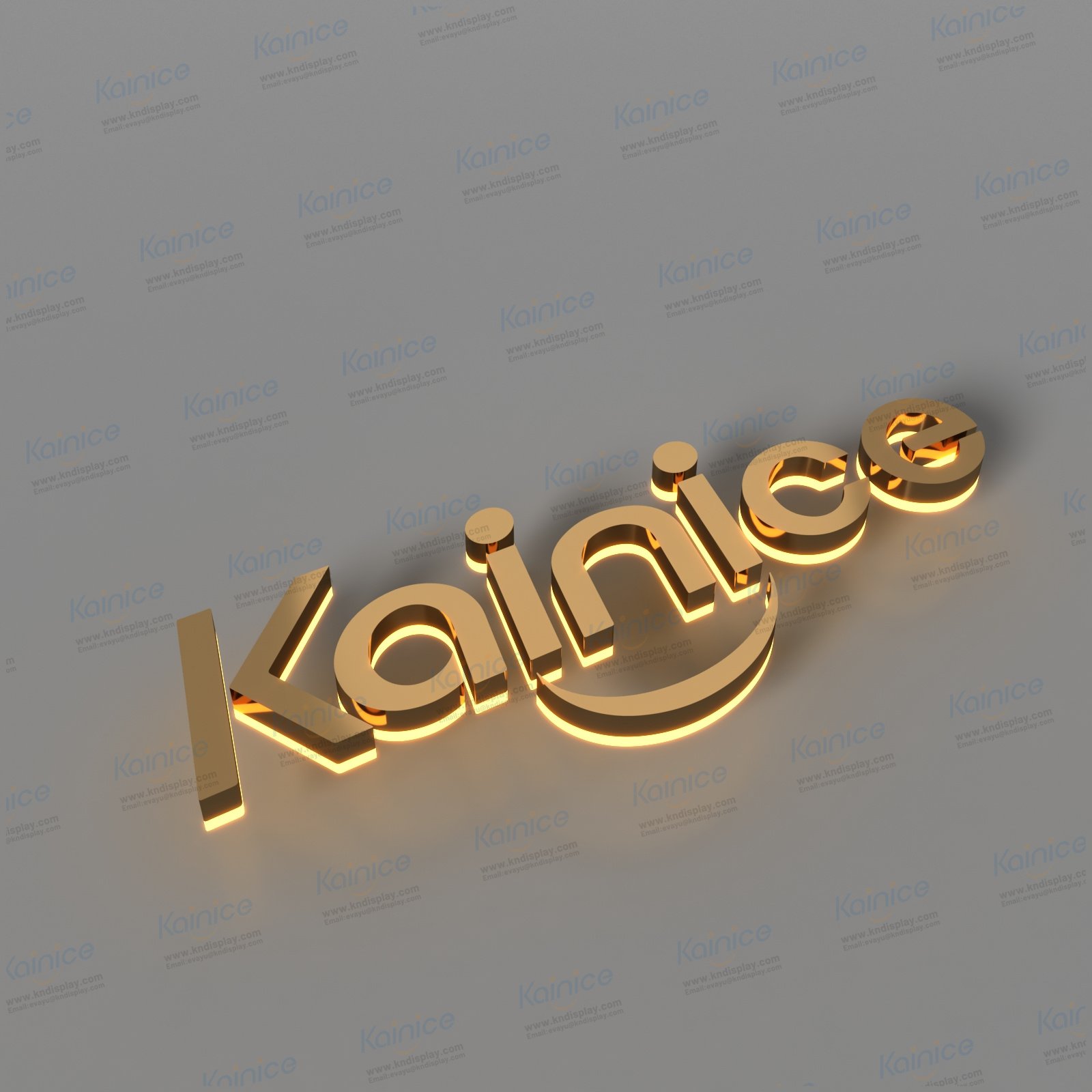 Kainan business company 3D logo custom led sign board Logo light sign led backlit gold metal acrylic led illuminated sign