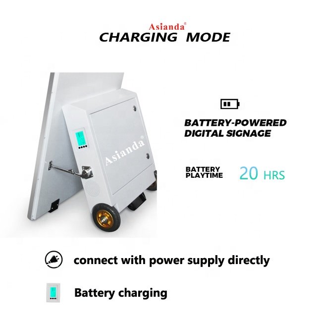 43 Inch Professional Commercial Display LCD Battery Power Screen IP65 Waterproof Full HD Portable Advertising Display