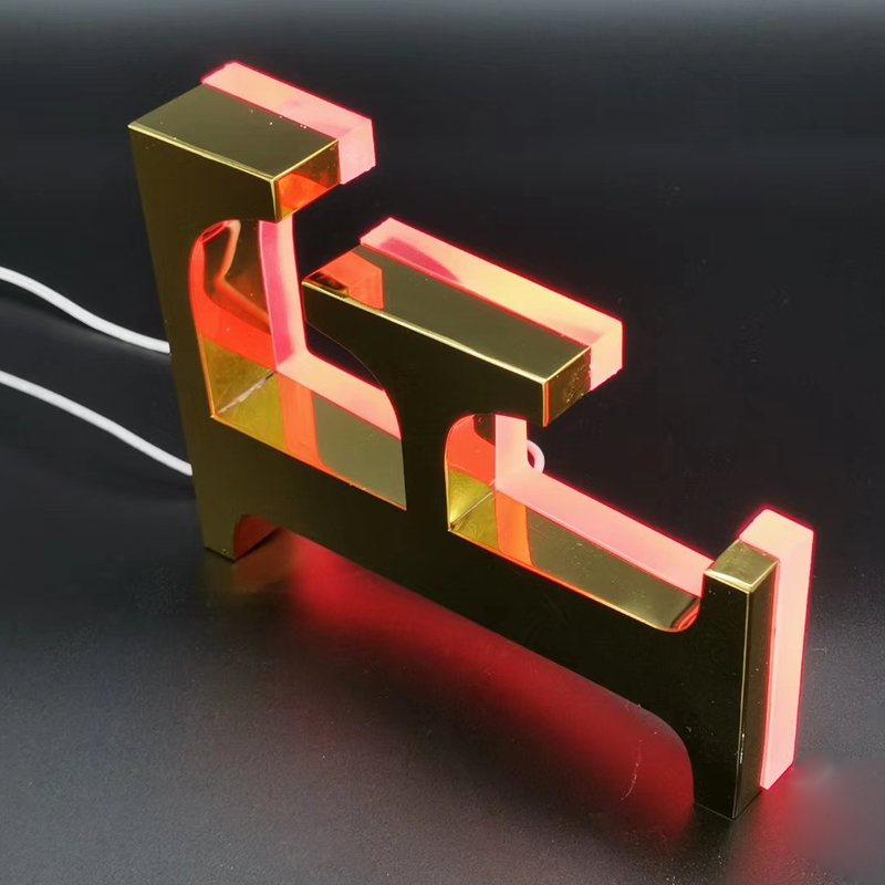 Gold Metal Letter Business Shop Sign 3d acrylic logo custom led channel letter backlit signs store outdoor led sign for business