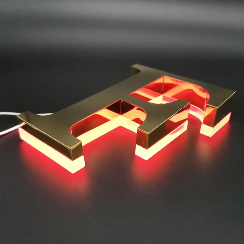 Gold Metal Letter Business Shop Sign 3d acrylic logo custom led channel letter backlit signs store outdoor led sign for business