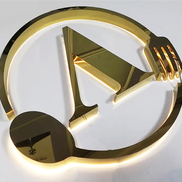 Gold Metal Letter Business Shop Sign 3d acrylic logo custom led channel letter backlit signs store outdoor led sign for business