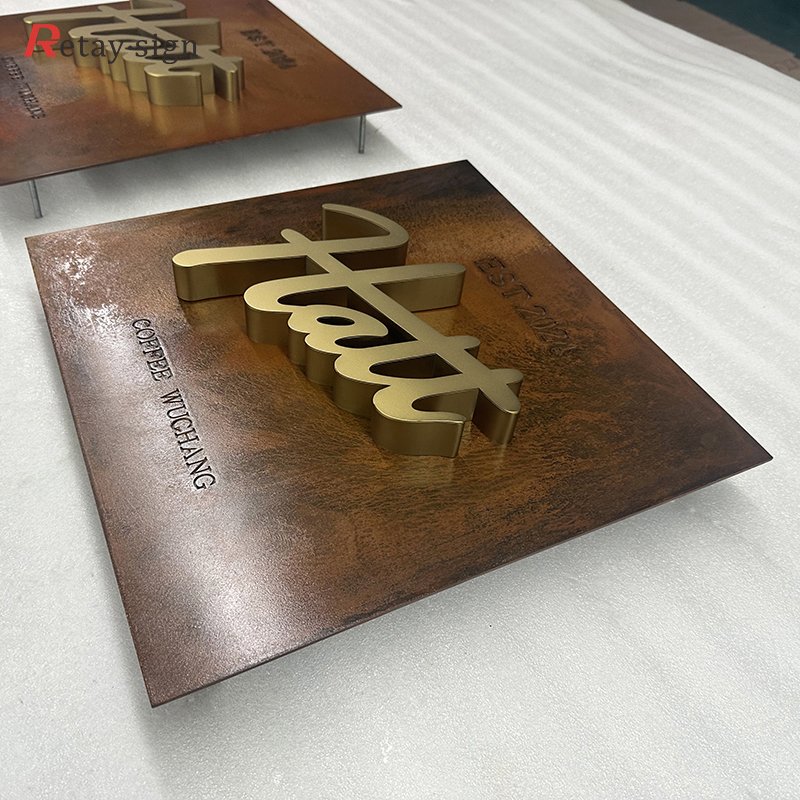 Advertising custom for counter wall office logo channel weld mount board sign 3d metal letters