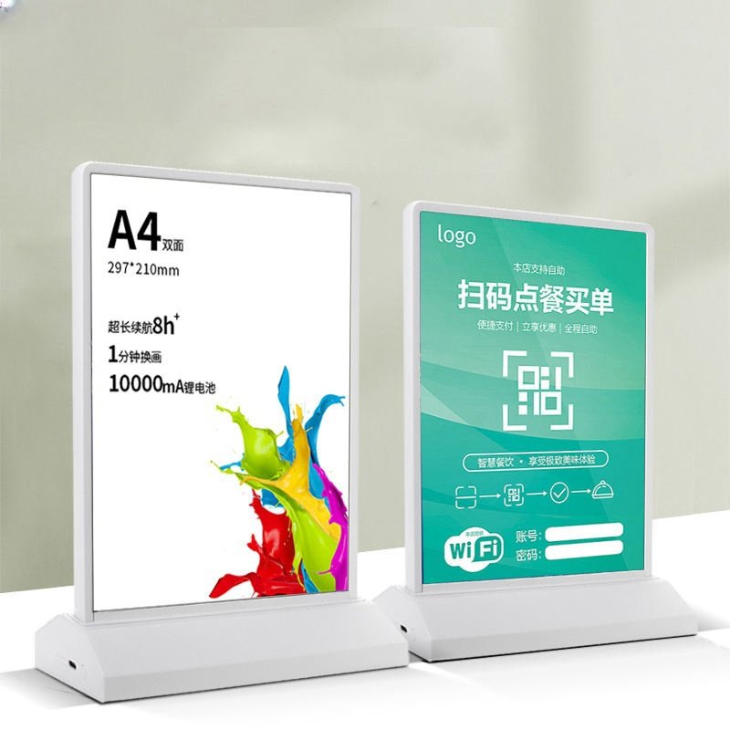 Slim Advertising LED Light Boxes Rechargeable Wireless Billboards Desktop Standing Display