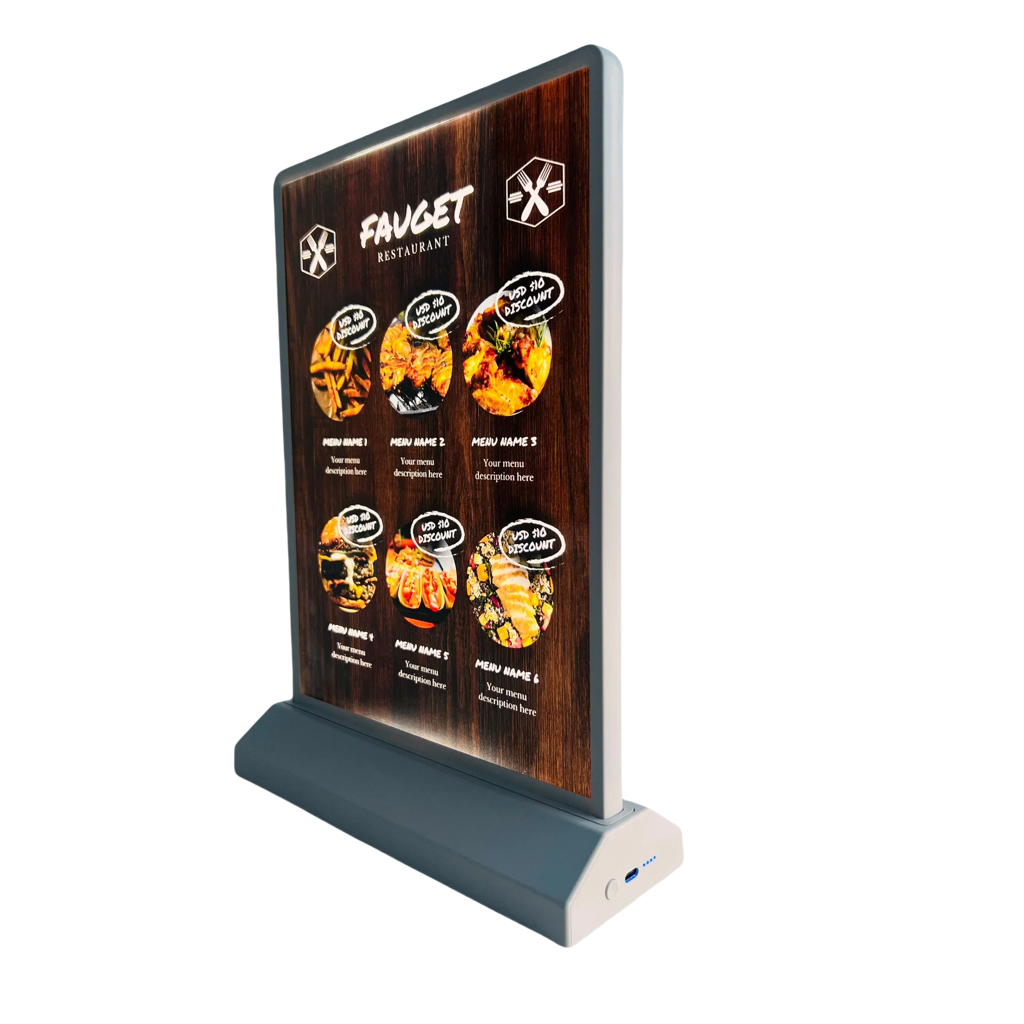 Slim Advertising LED Light Boxes Rechargeable Wireless Billboards Desktop Standing Display