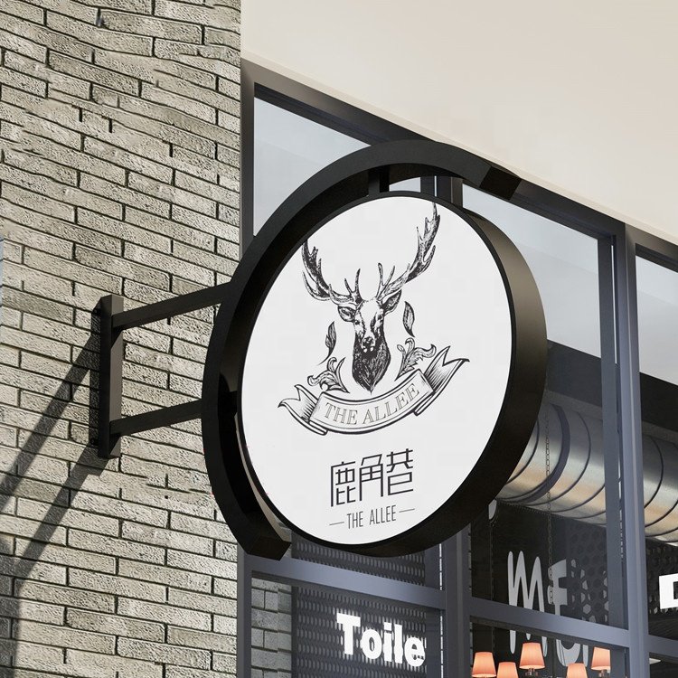 Kexian Custom Sign Outdoor BLANK Round Led Light Boxes Double Sided Printed LED Coffee / Shop Advertising Light Box Signage