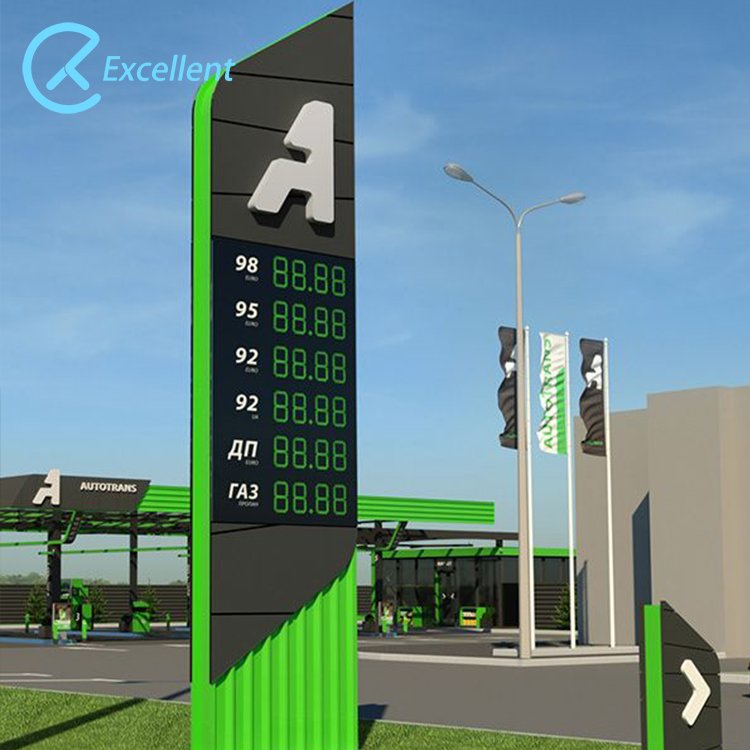 Waterproof led gas station pylon sign station digital price signage advertising illuminate number display pylon sign totem board