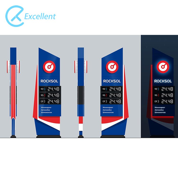 Waterproof led gas station pylon sign station digital price signage advertising illuminate number display pylon sign totem board