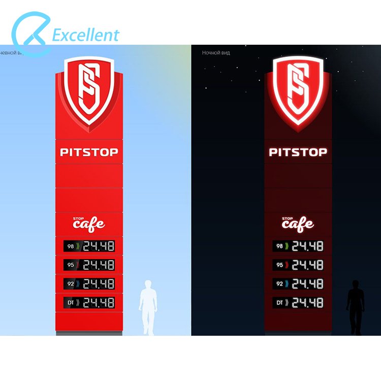 Waterproof led gas station pylon sign station digital price signage advertising illuminate number display pylon sign totem board