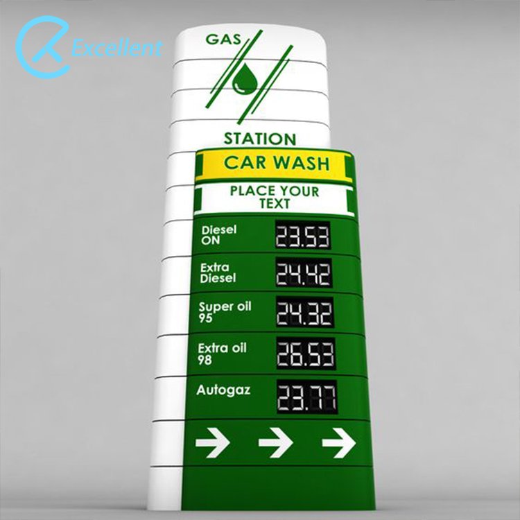 Waterproof led gas station pylon sign station digital price signage advertising illuminate number display pylon sign totem board