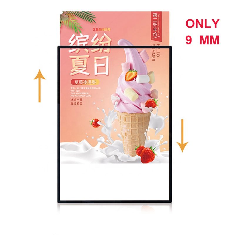 A1 A2 A3 A4 Open Ultra-Thin Aluminum Snap Photo Frame Light Box with Tempered Glass LED for Restaurant Menu Board Advertising