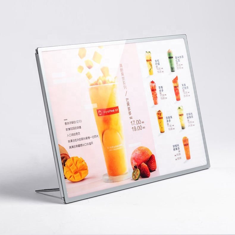 A1 A2 A3 A4 Open Ultra-Thin Aluminum Snap Photo Frame Light Box with Tempered Glass LED for Restaurant Menu Board Advertising