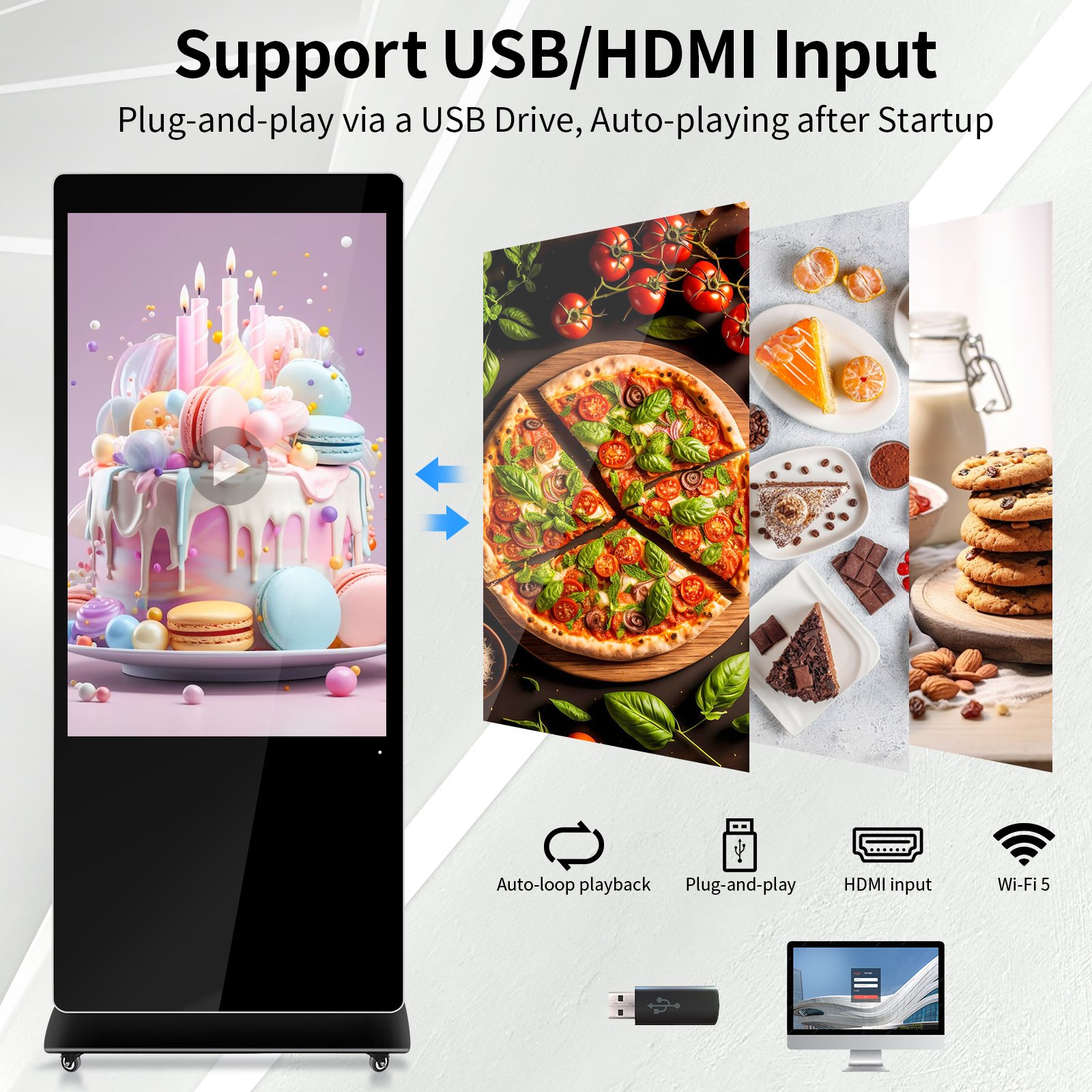 Hot Sale 43'' Digital Poster Display With 500 nits Brightness Android OS And Competitive Price