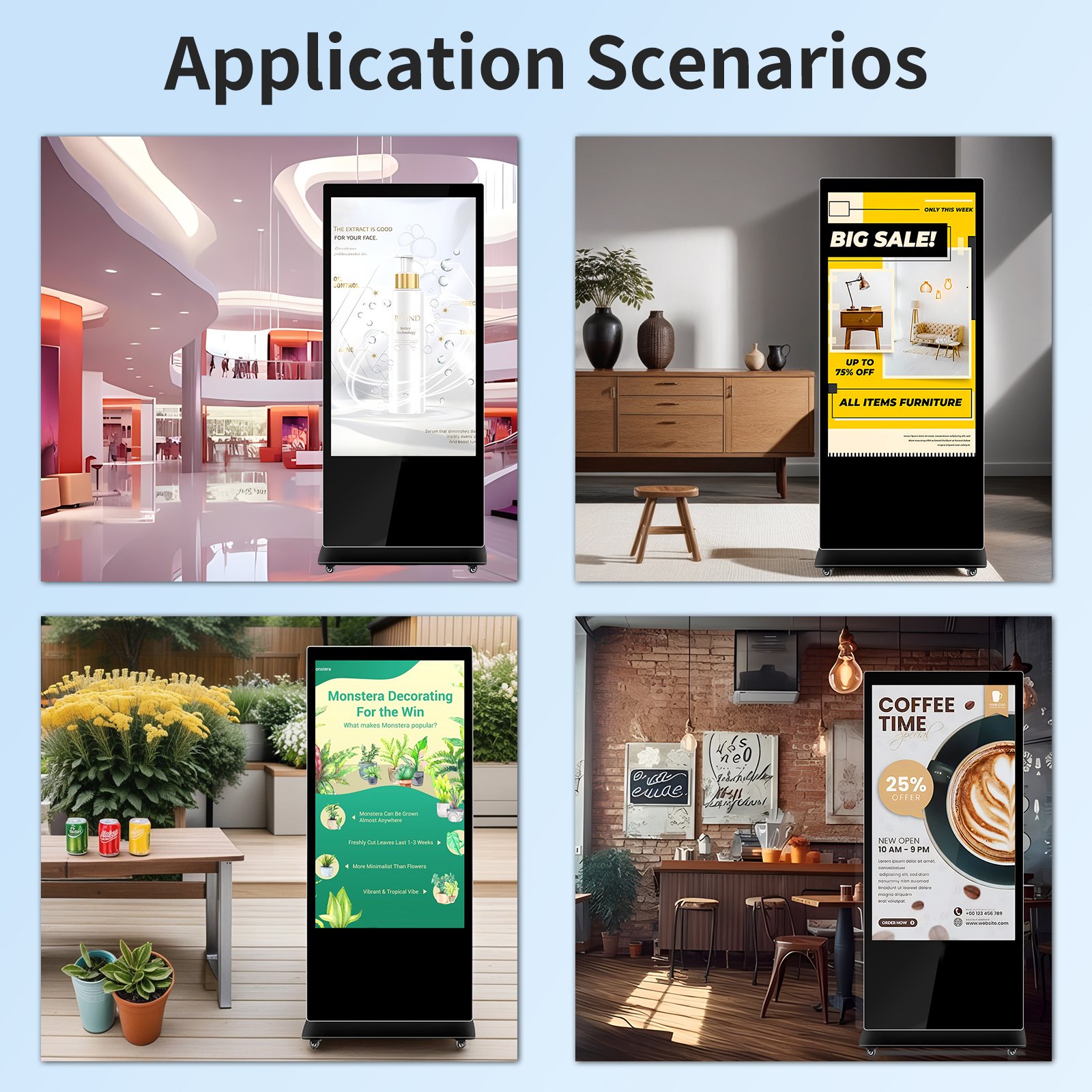 Hot Sale 43'' Digital Poster Display With 500 nits Brightness Android OS And Competitive Price