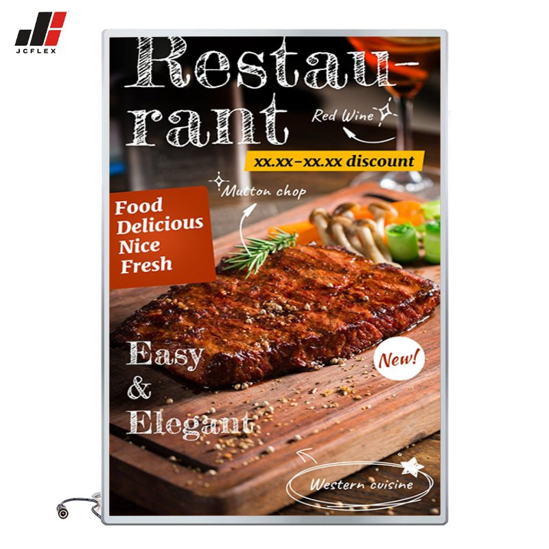 A1 A2 A3 A4 Open Ultra-Thin Aluminum Snap Photo Frame Light Box with Tempered Glass LED for Restaurant Menu Board Advertising