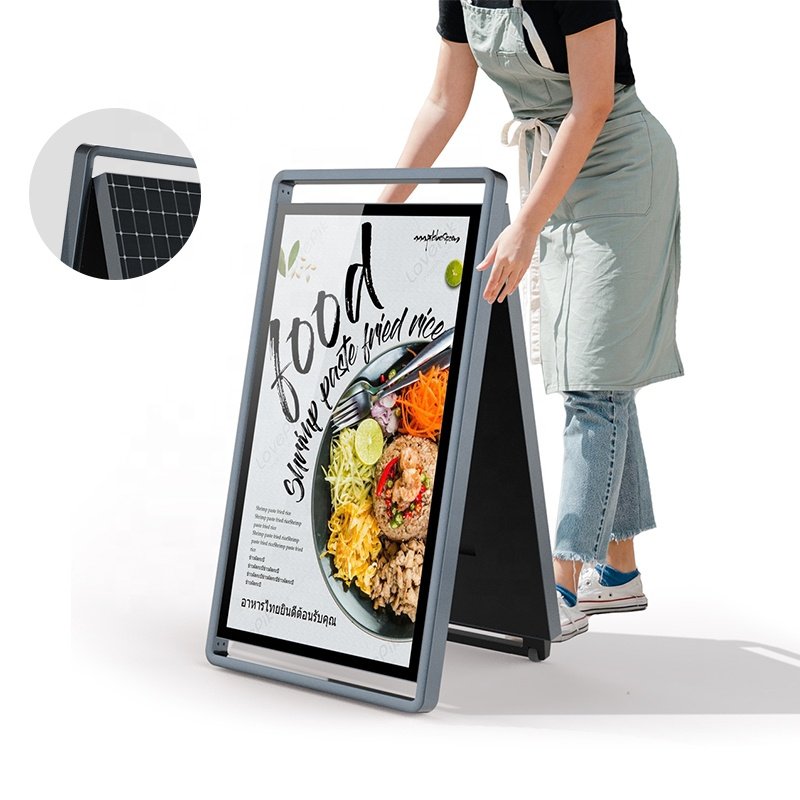 Waterproof IP65 Advertising Lcd Color Screen Solar Digital Signage Display Rechargeable Battery Outdoor Digital Billboard