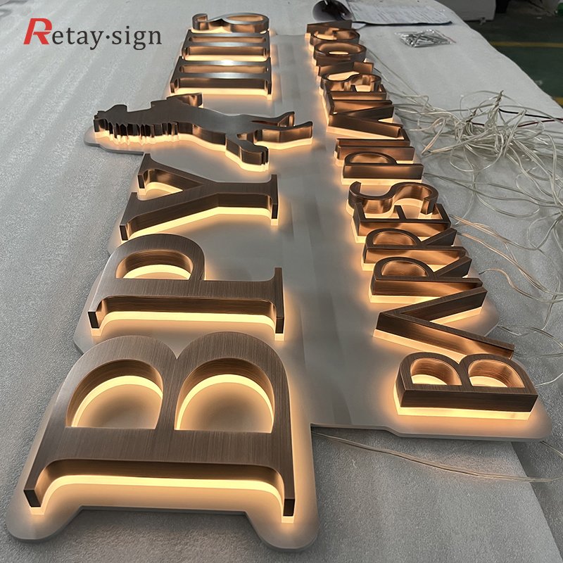 Custom 3d led signs outdoor barberia light letter steel acrylic brand logo wall letter signboard led illuminated backlit sign