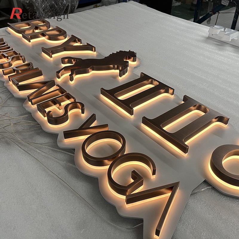 Custom 3d led signs outdoor barberia light letter steel acrylic brand logo wall letter signboard led illuminated backlit sign