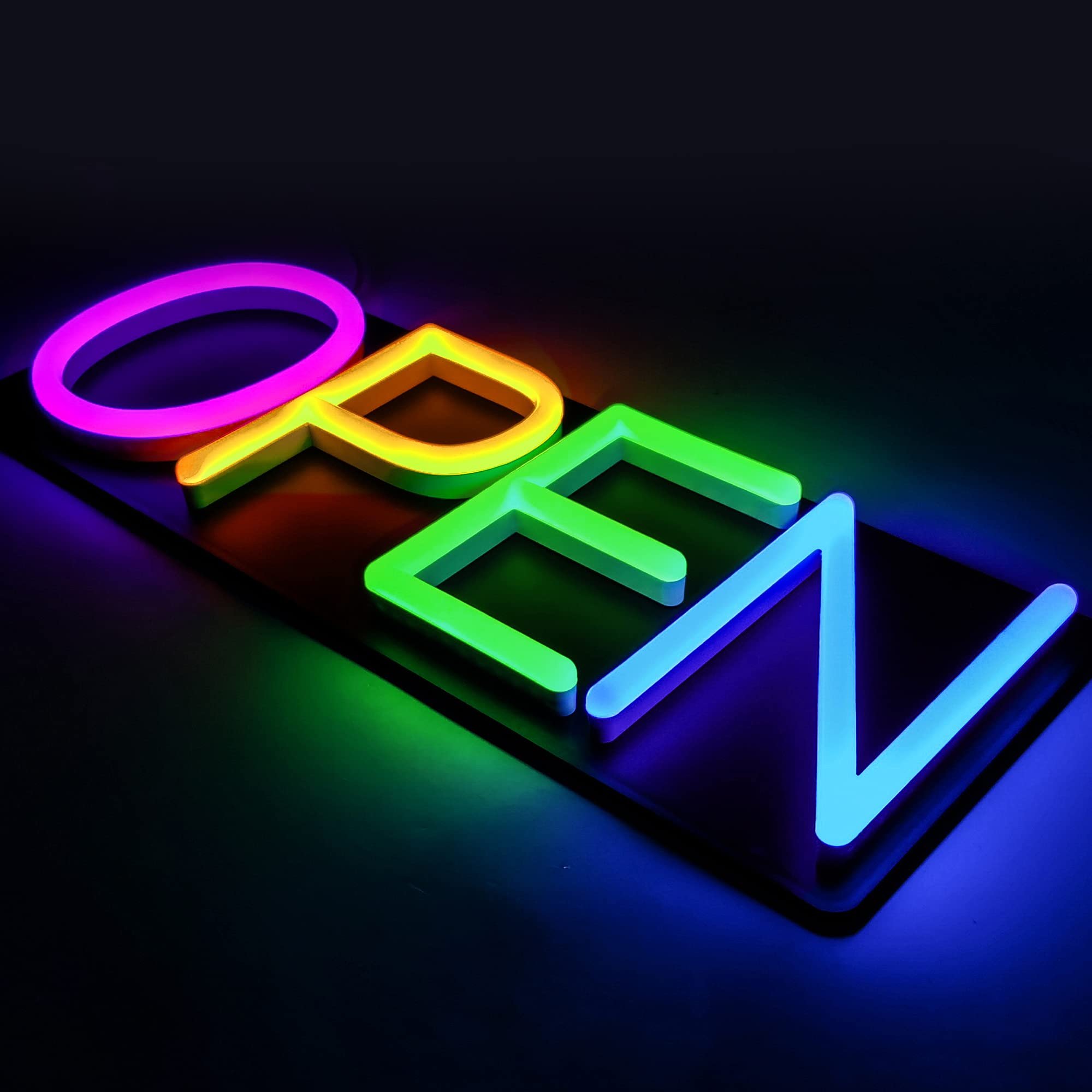 Drop Shipping Multicolor Open Neon Sign Rainbow LED Open Sign Electric Light Open Sign Business Advertising Board
