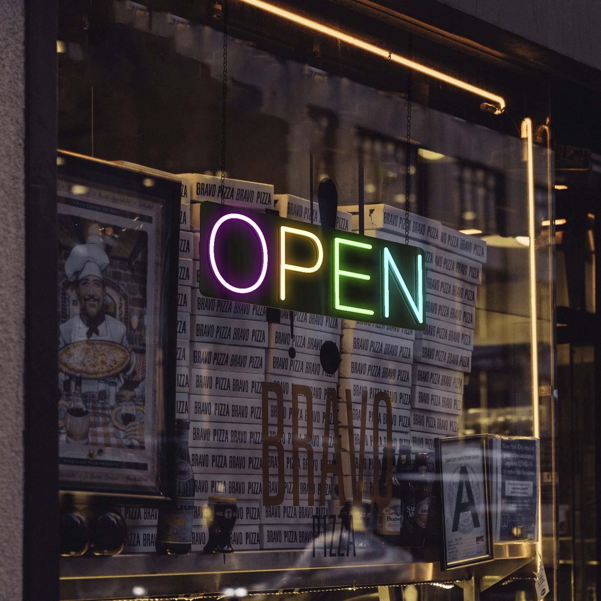 Drop Shipping Multicolor Open Neon Sign Rainbow LED Open Sign Electric Light Open Sign Business Advertising Board