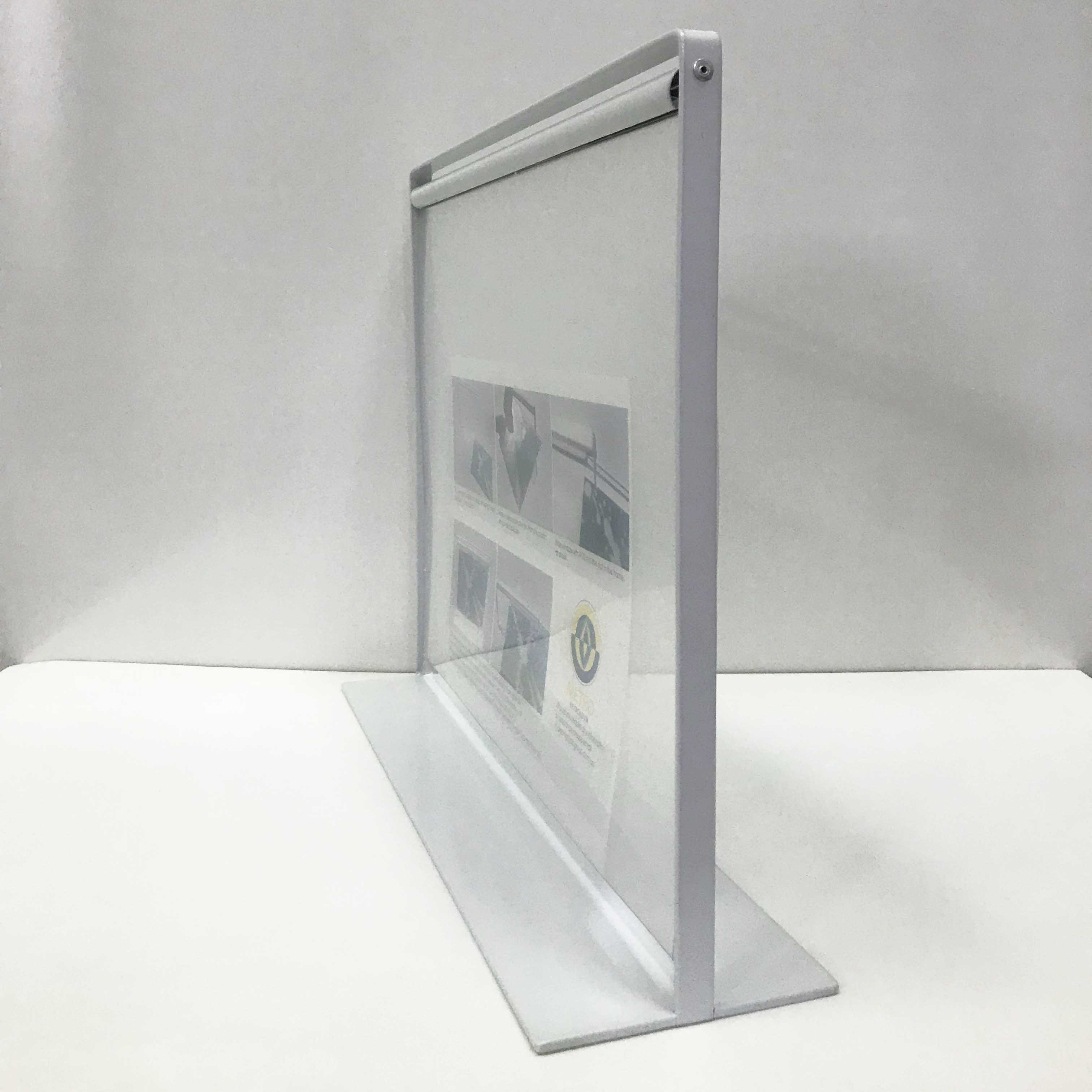 Powder coated white swinging small menu board metal table poster stand