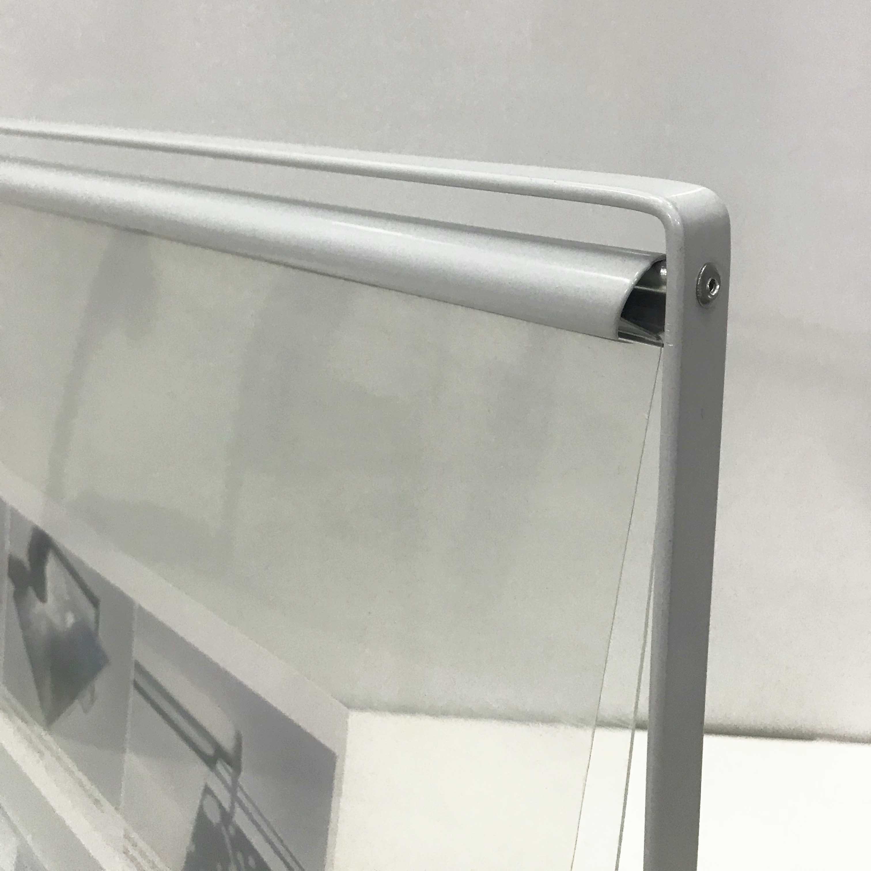 Powder coated white swinging small menu board metal table poster stand