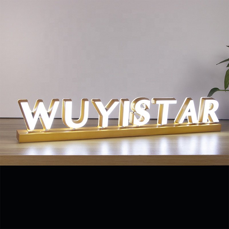 Kexian Custom Table Top Led Display Brand Name Indoor Signage Desk Top Real Estate Signs LED Acrylic Letter with Base