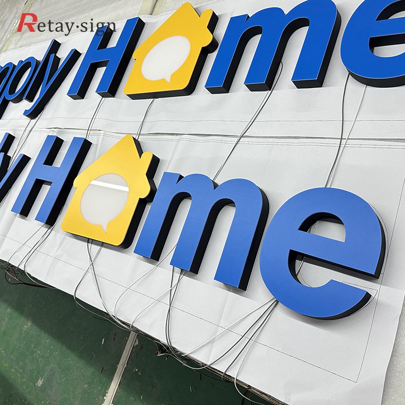 Custom outdoor for business shop house street 3d illuminated sign letters sign board
