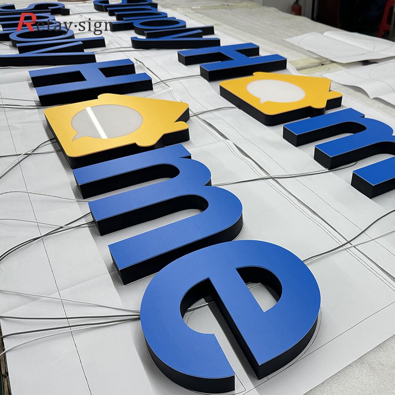 Custom outdoor for business shop house street 3d illuminated sign letters sign board